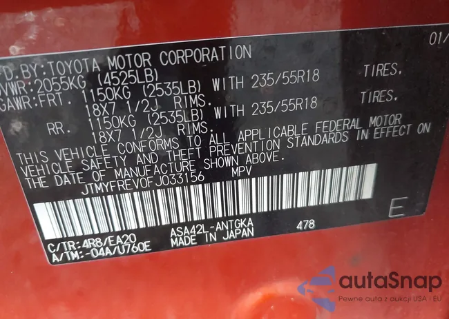 JTMYFREV0FJ033156: 43018942