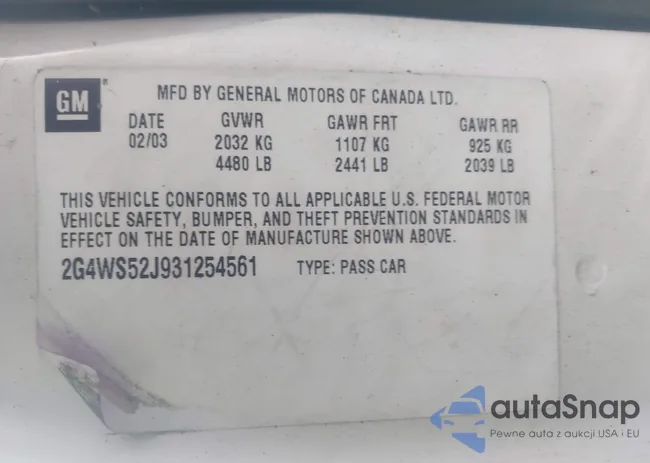 2G4WS52J931254561: 43019033