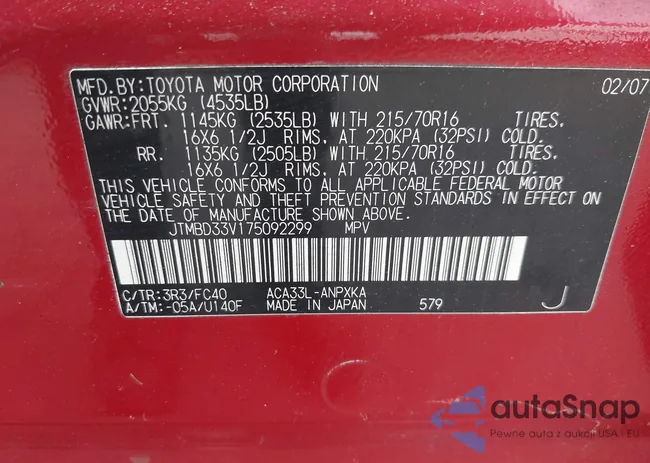 JTMBD33V175092299: 43019036