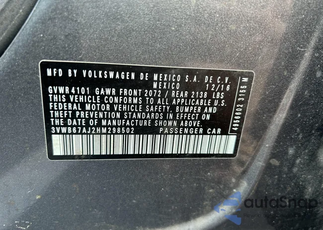 3VWB67AJ2HM298502: 43019080