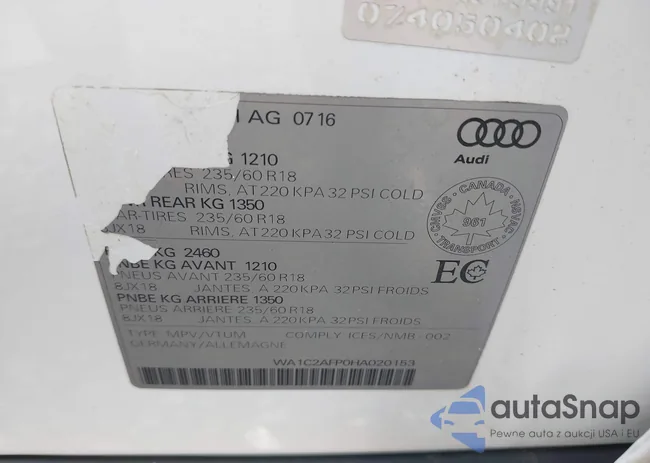 WA1C2AFP0HA020153: 43019243