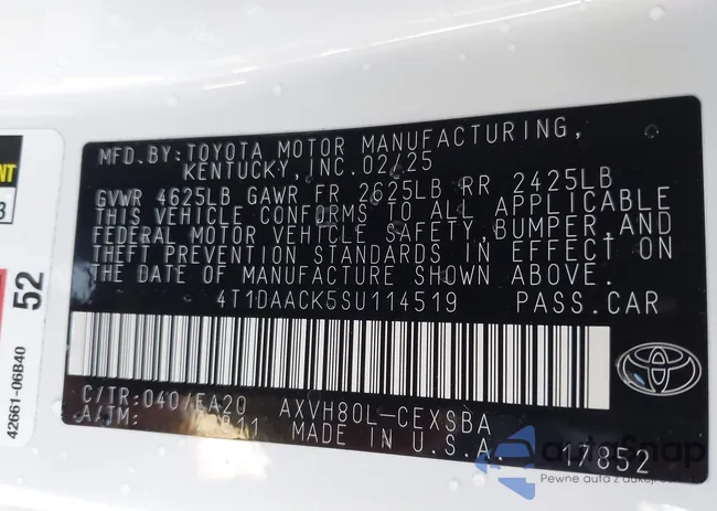 4T1DAACK5SU114519: 43019248