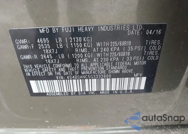 4S4BSANC5G3332600: 43019257