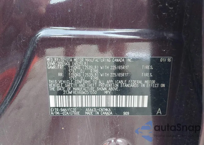 2T3WFREV6GW251550: 43020298