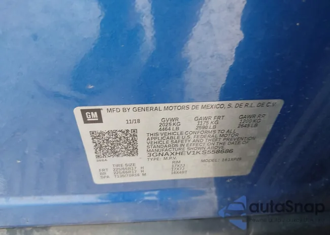 3GNAXHEV1KS558686: 43020326