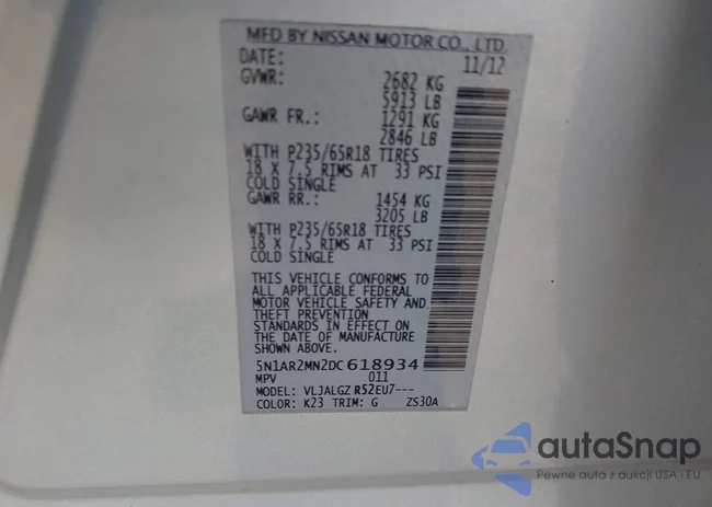 5N1AR2MN2DC618934: 43020336