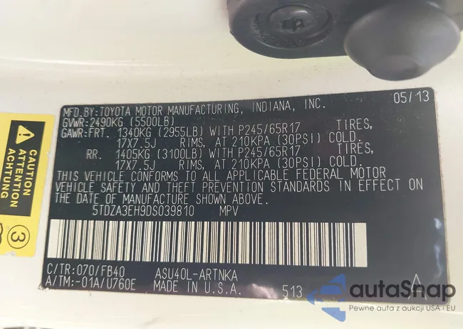 5TDZA3EH9DS039810: 43020337