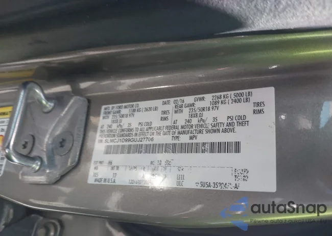 5LMCJ1D99GUJ27706: 43020342