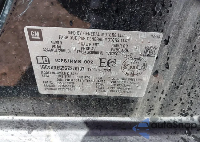 1GCVKNEC5GZ270797: 43020370