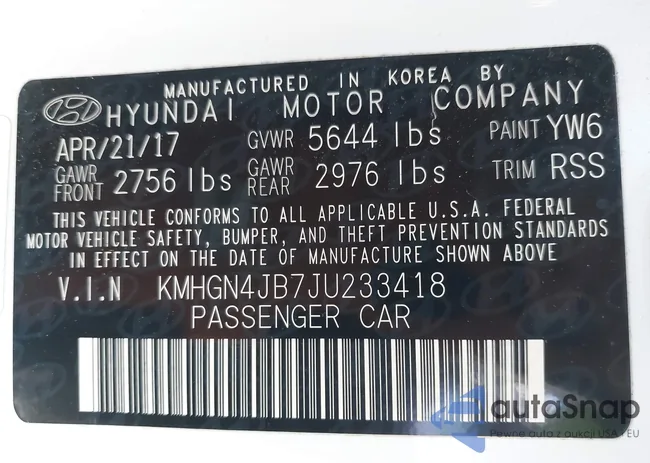 KMHGN4JB7JU233418: 43020407