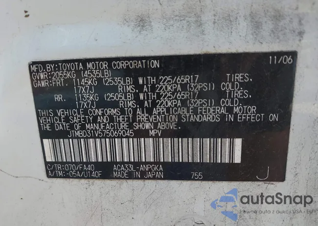 JTMBD31V575069045: 43020504