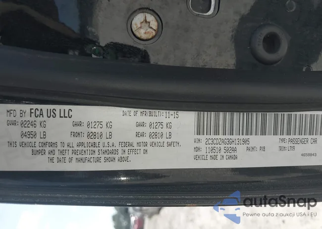 2C3CDZAG3GH131905: 43020518