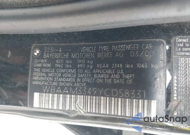 WBAAM3349YCD58331: 43020826