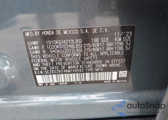 3CZRZ2H74RM749592: 43020829