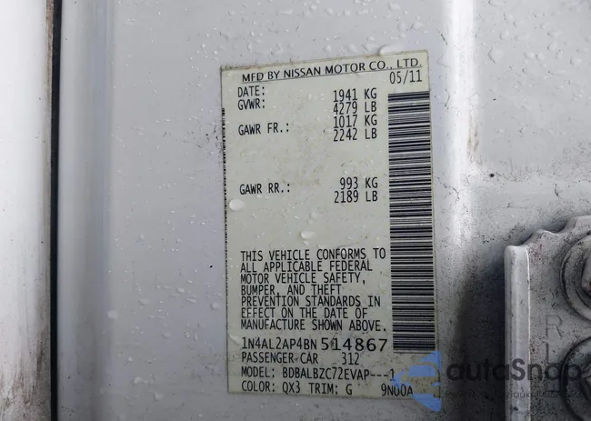 1N4AL2AP4BN514867: 43020868