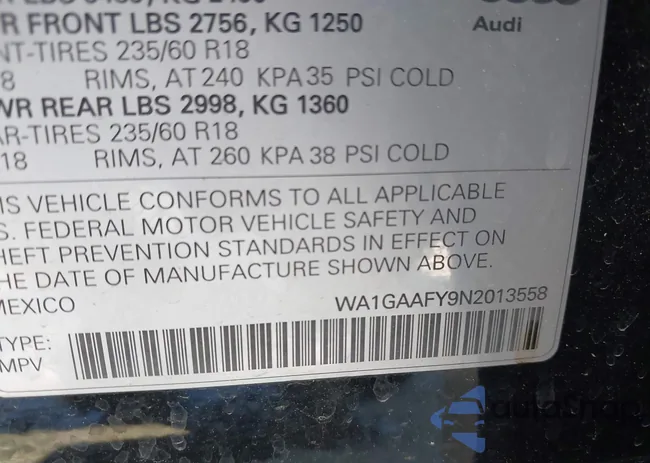 WA1GAAFY9N2013558: 43019916