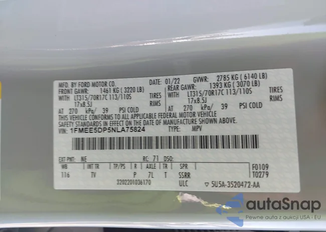 1FMEE5DP5NLA75824: 43020066