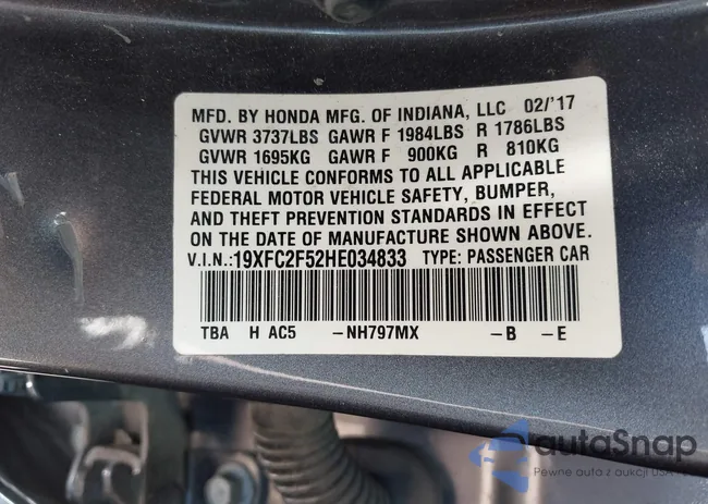 19XFC2F52HE034833: 43020076