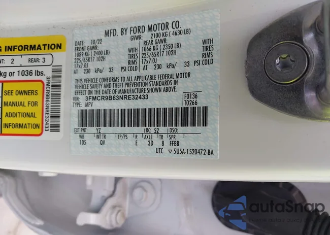 3FMCR9B63NRE32433: 43020189