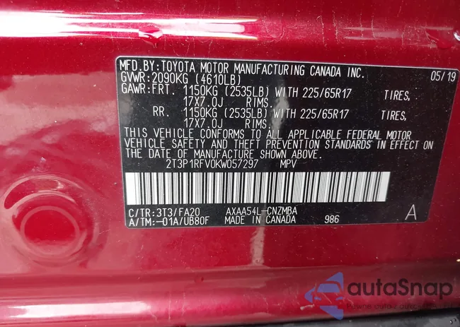 2T3P1RFV0KW057297: 43020196