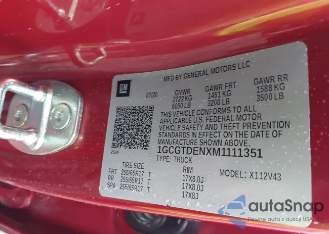 1GCGTDENXM1111351: 43021309