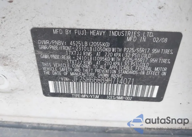 JF2SH66689H714071: 43021428