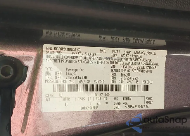 1FADP3F22EL175448: 43021497