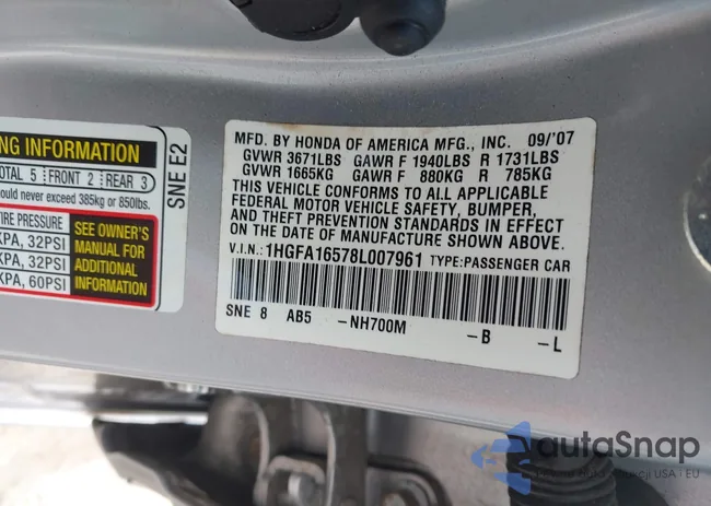 1HGFA16578L007961: 43021633