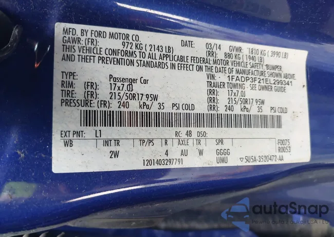 1FADP3F21EL299341: 43021679