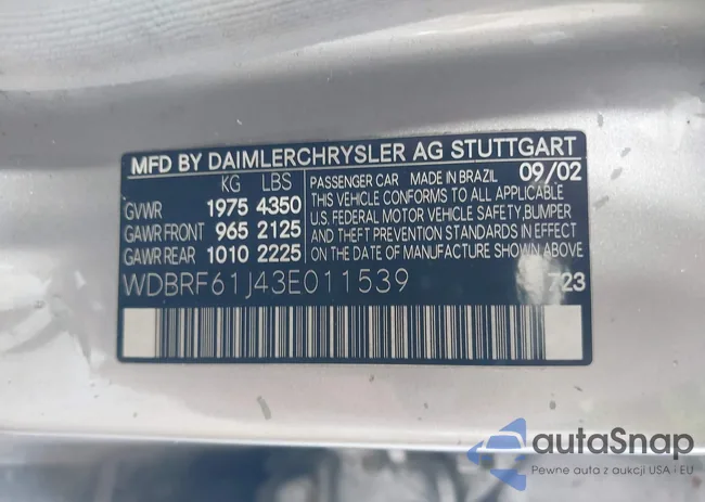 WDBRF61J43E011539: 43021699