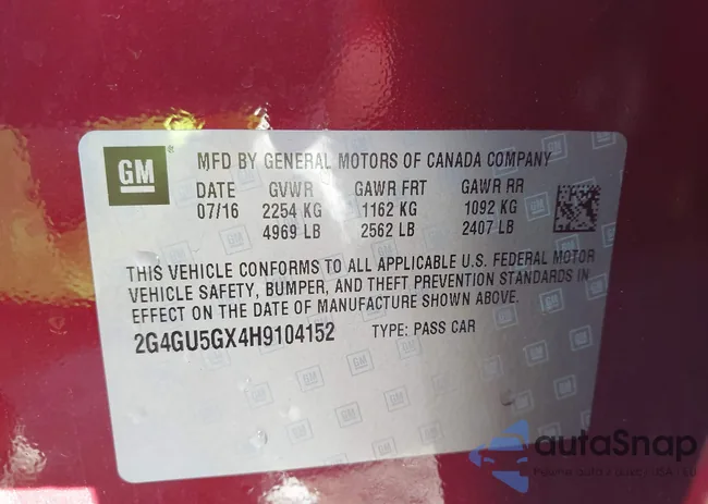 2G4GU5GX4H9104152: 43021130