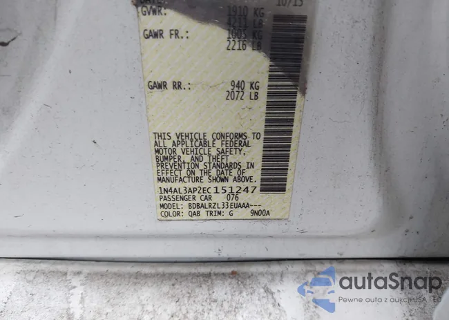 1N4AL3AP2EC151247: 43022357