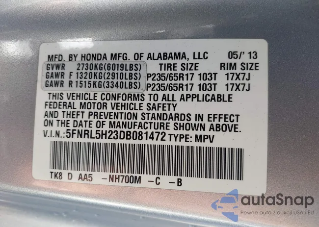 5FNRL5H23DB081472: 43022443