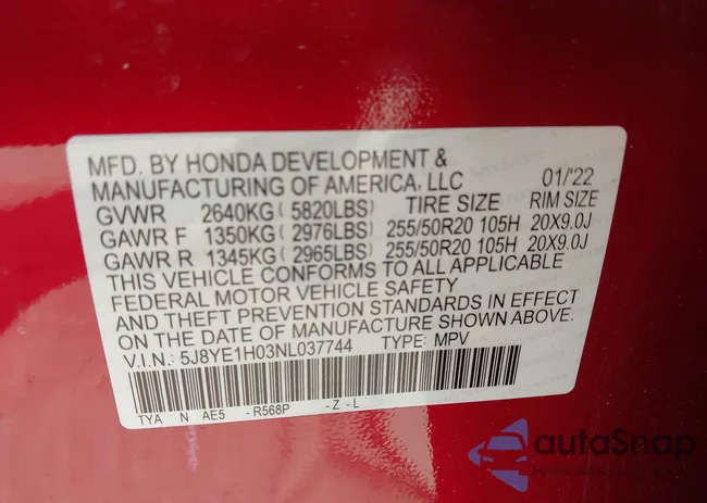 5J8YE1H03NL037744: 43022486