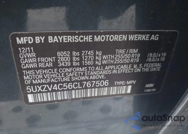 5UXZV4C56CL767506: 43022518