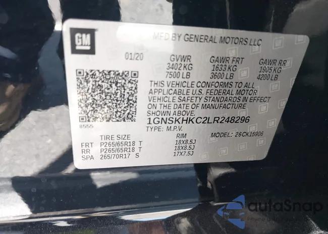 1GNSKHKC2LR248296: 43022550