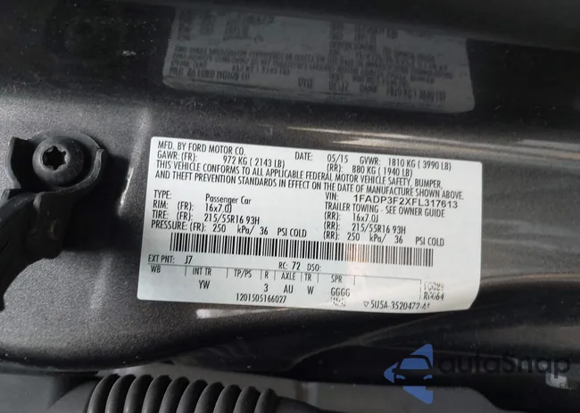 1FADP3F2XFL317613: 43022780