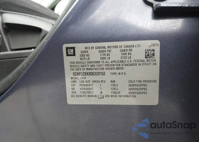 2GNFLCEK8D6320152: 43021954