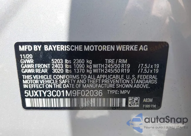 5UXTY3C01M9F02036: 43022203