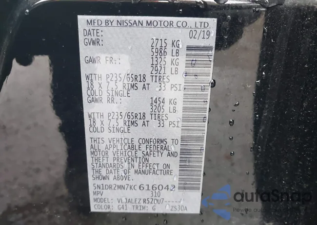 5N1DR2MN7KC616042: 43022249