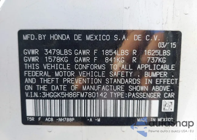 3HGGK5H86FM780142: 43023358