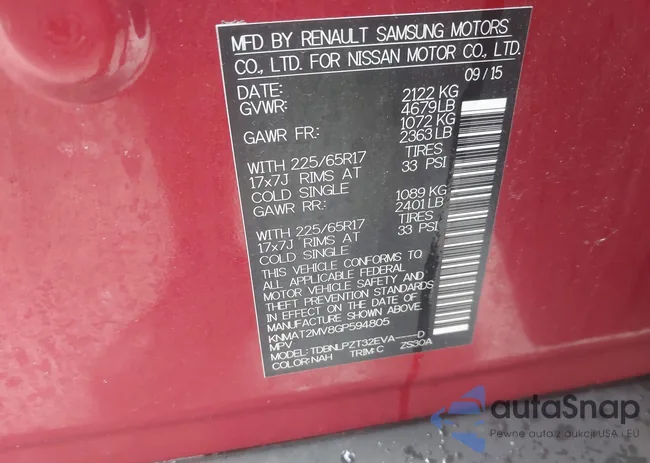 KNMAT2MV8GP594805: 43023421