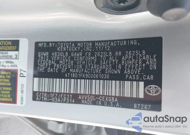 4T1BD1FK9CU061030: 43023180