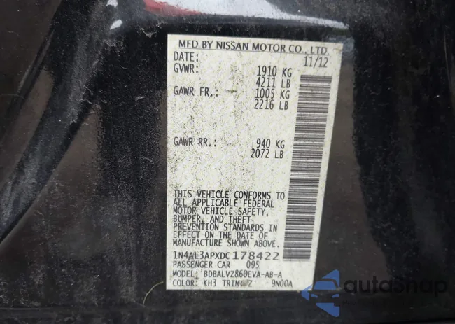 1N4AL3APXDC178422: 43024289