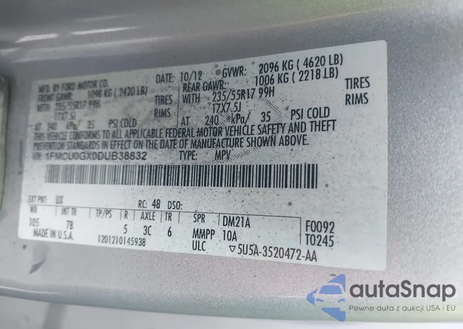 1FMCU0GX0DUB38832: 43024525