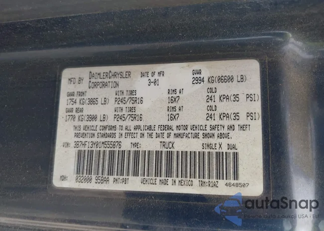 3B7HF13Y01M555876: 43024612