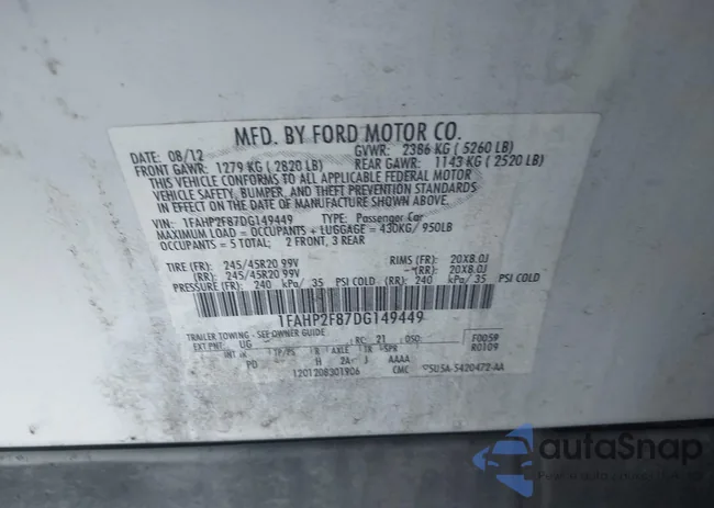 1FAHP2F87DG149449: 43024636