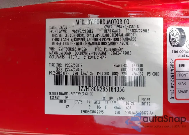 1ZVHT80N285184356: 43024787