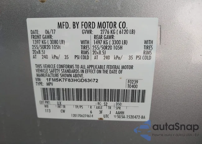 1FM5K7F83HGD63672: 43024229