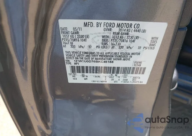 1FMCU0D76BKC46188: 43024243